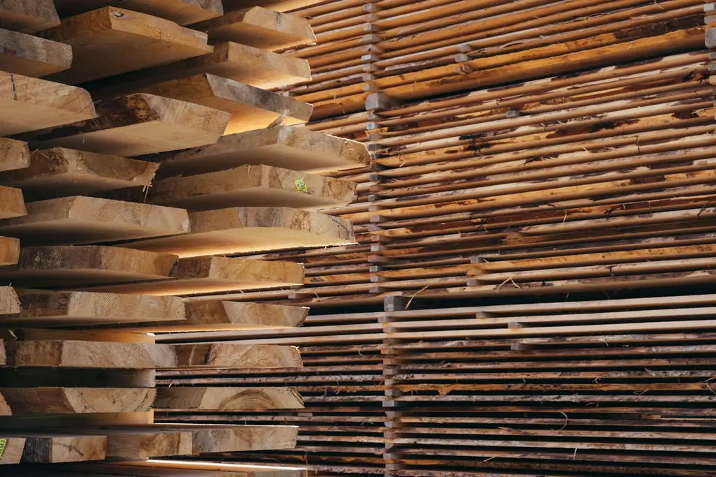 Stack of sawn chap timber planks