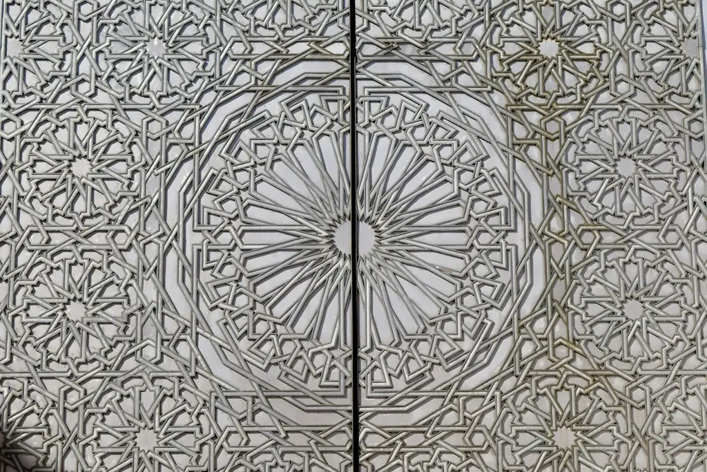Door with detailed 2D geometric CNC pattern