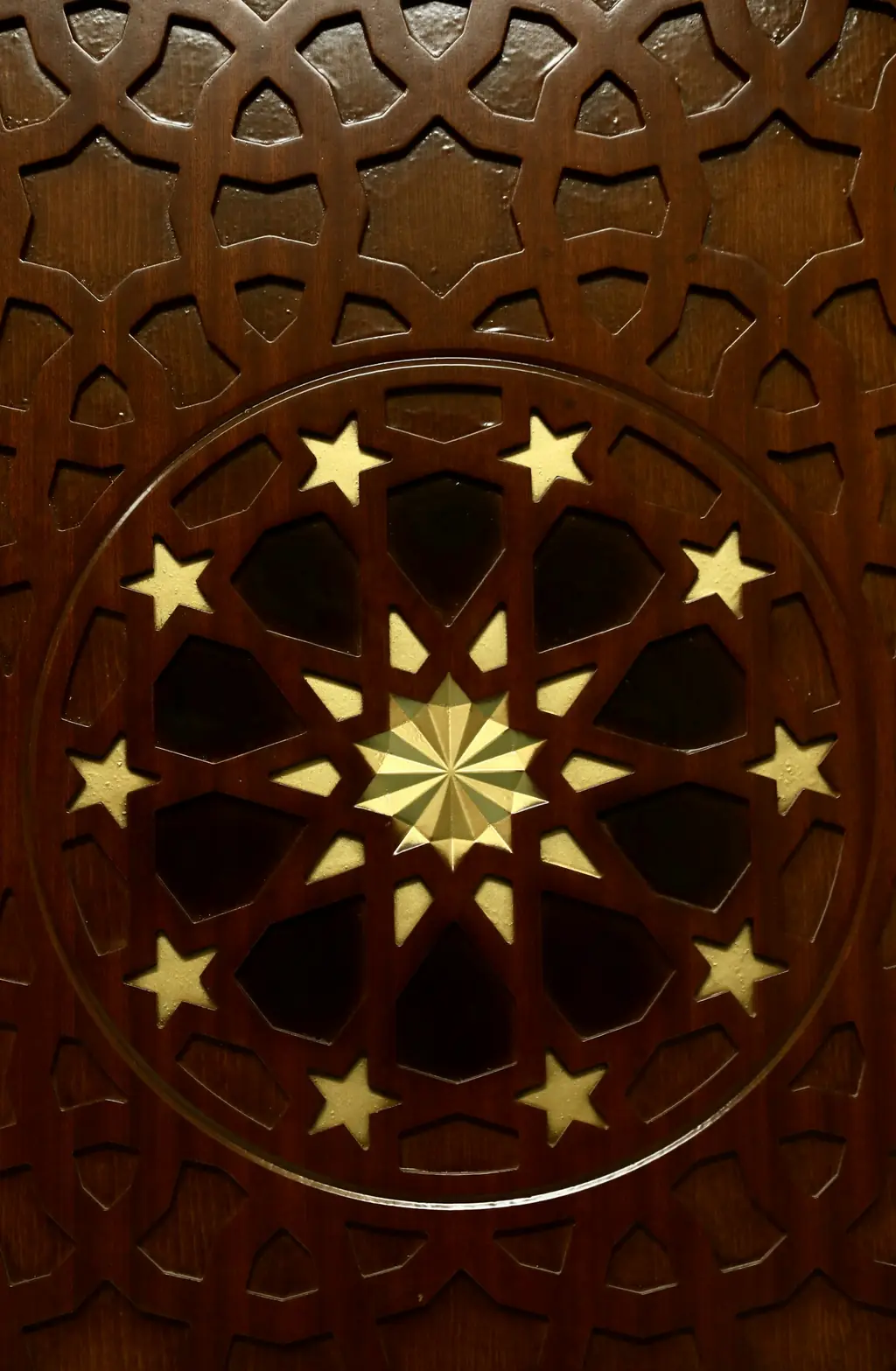 Wooden door with 2D/3D CNC star and circle pattern