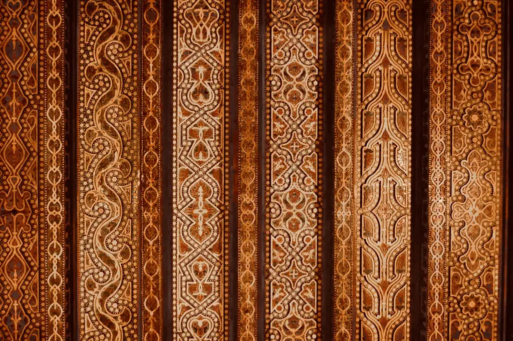 Wooden panels with repeating 2D carved patterns